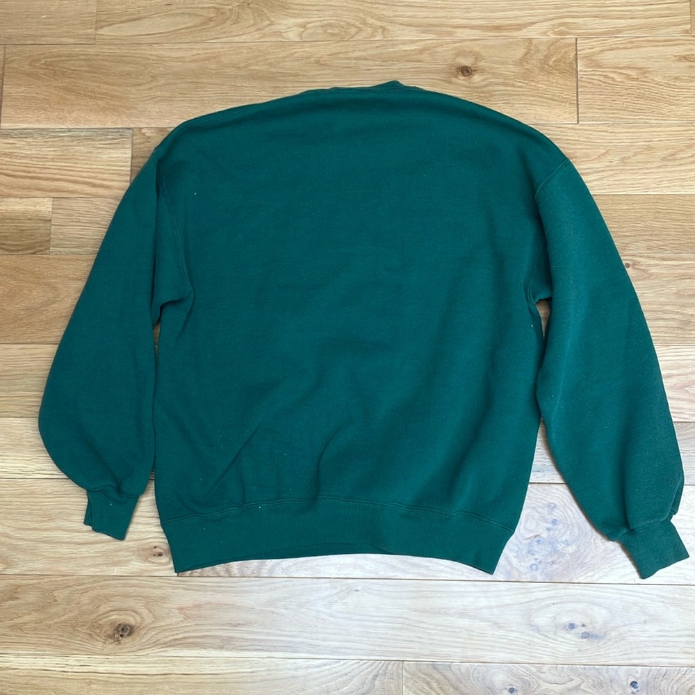 Vintage green Crewneck sweatshirt with quilt heart embroidered  Pattern large - Picture 3 of 3